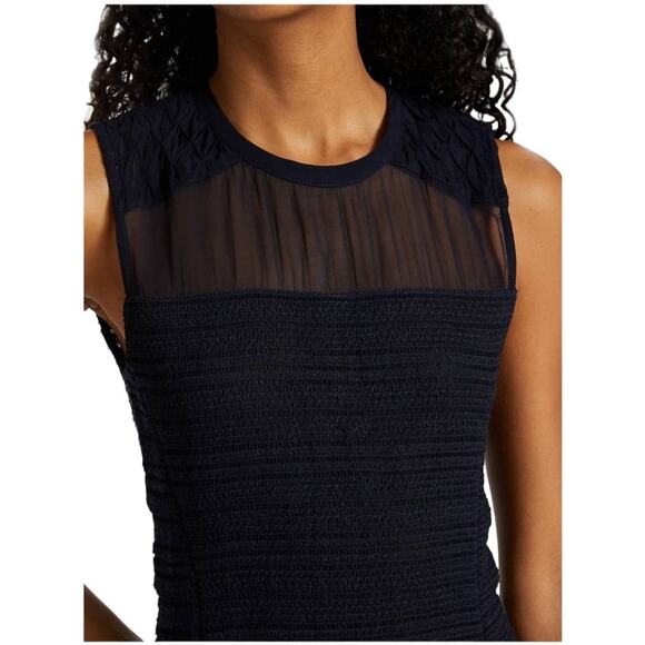 Rag & Bone NWT Thalia Embroidered Mini Dress Size 6 Dark Blue Sheer Mesh - Picture 3 of 12